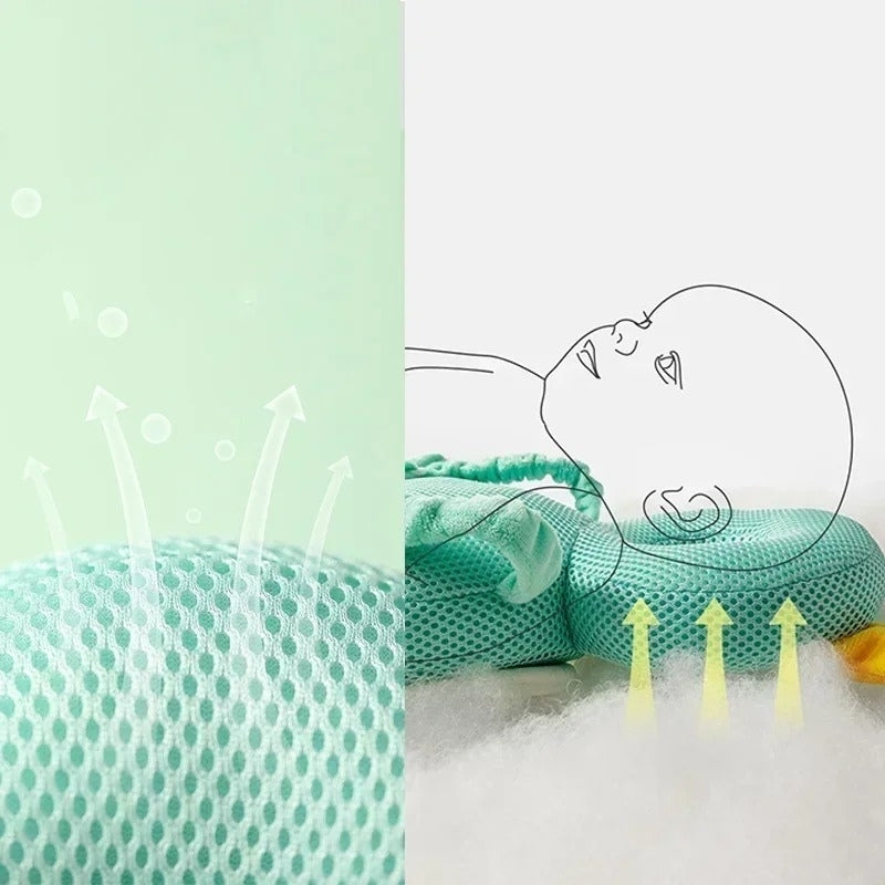Teal mesh product with white background and green gradient